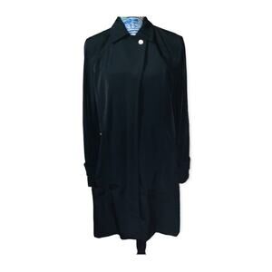 Dana Buchman Black Leopard Print Women Long Sleeve  Trench Coat sz med